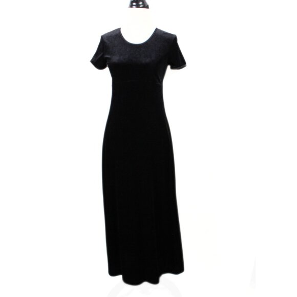 Vintage 1990s Black Velvet Dress – Gothic Grunge, Size Medium - Picture 1 of 8